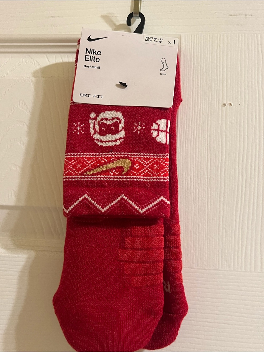 Nike Red Holiday Pattern Dri-FIT Crew Socks